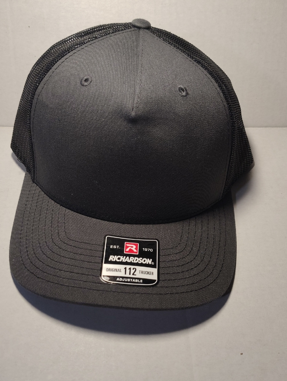 New Smoke Grey and Black 112 Trucker Hat - Adjustable Mesh Back